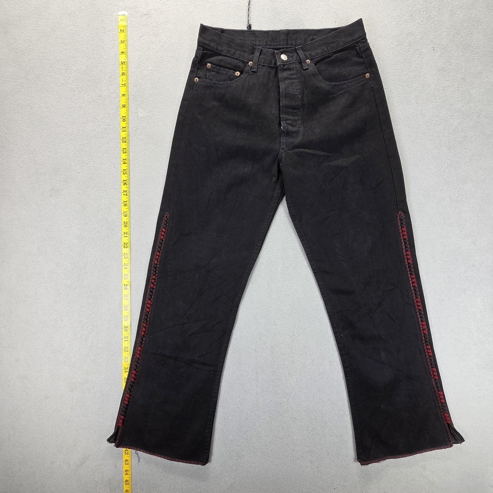VTG Levis 501 Jeans Mens Black Straight USA Red Trim 90s Modified Fits 28x29